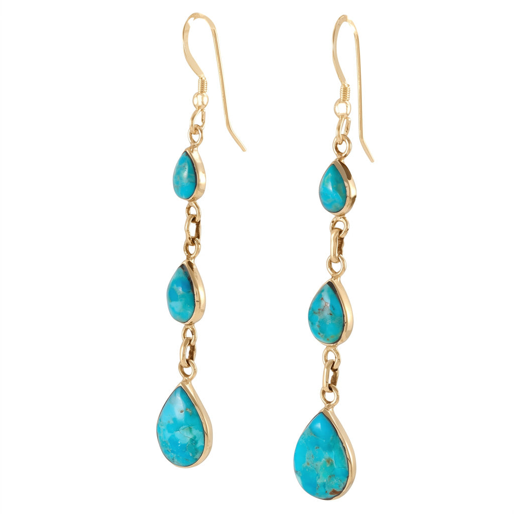 Turquoise Hoop Earrings GoldCopper E1241-GB-C75