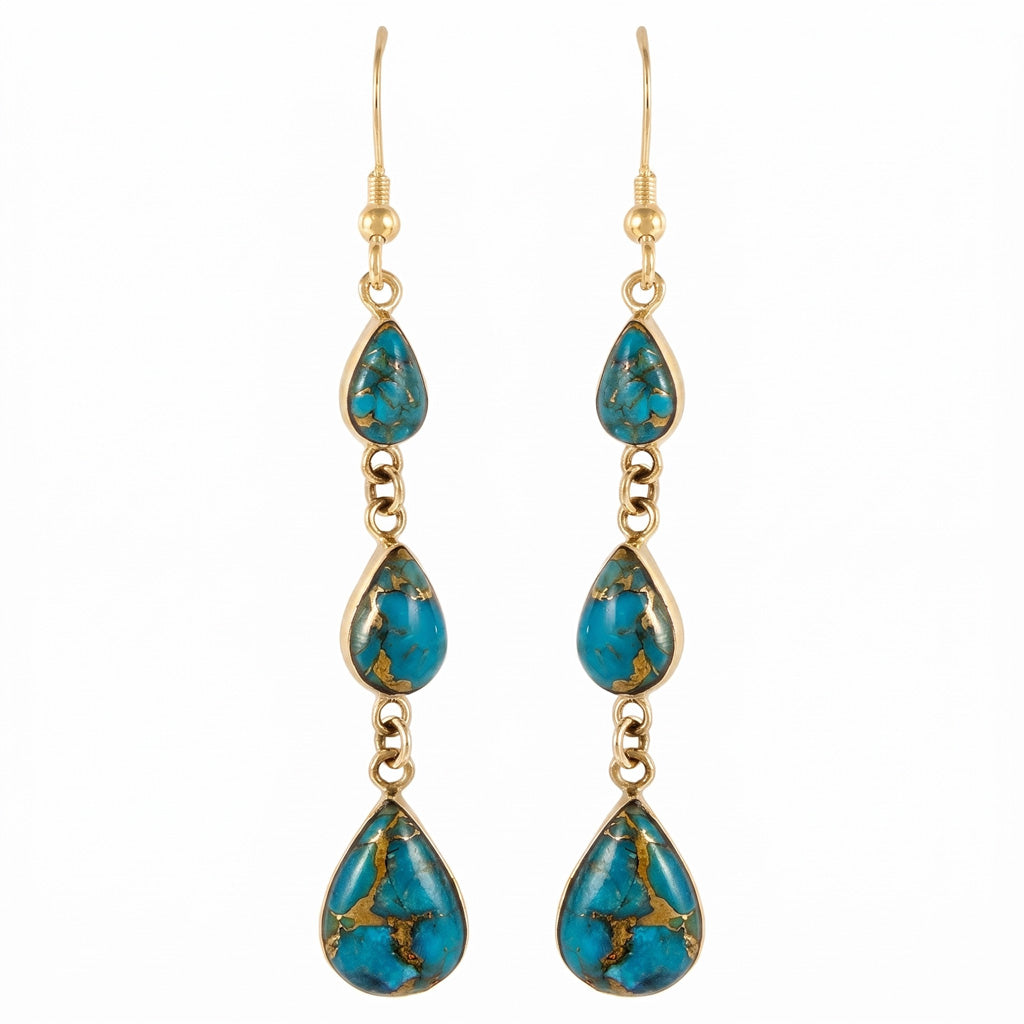 Matrix Turquoise Hoop Earrings GoldCopper E1241-GB-C84