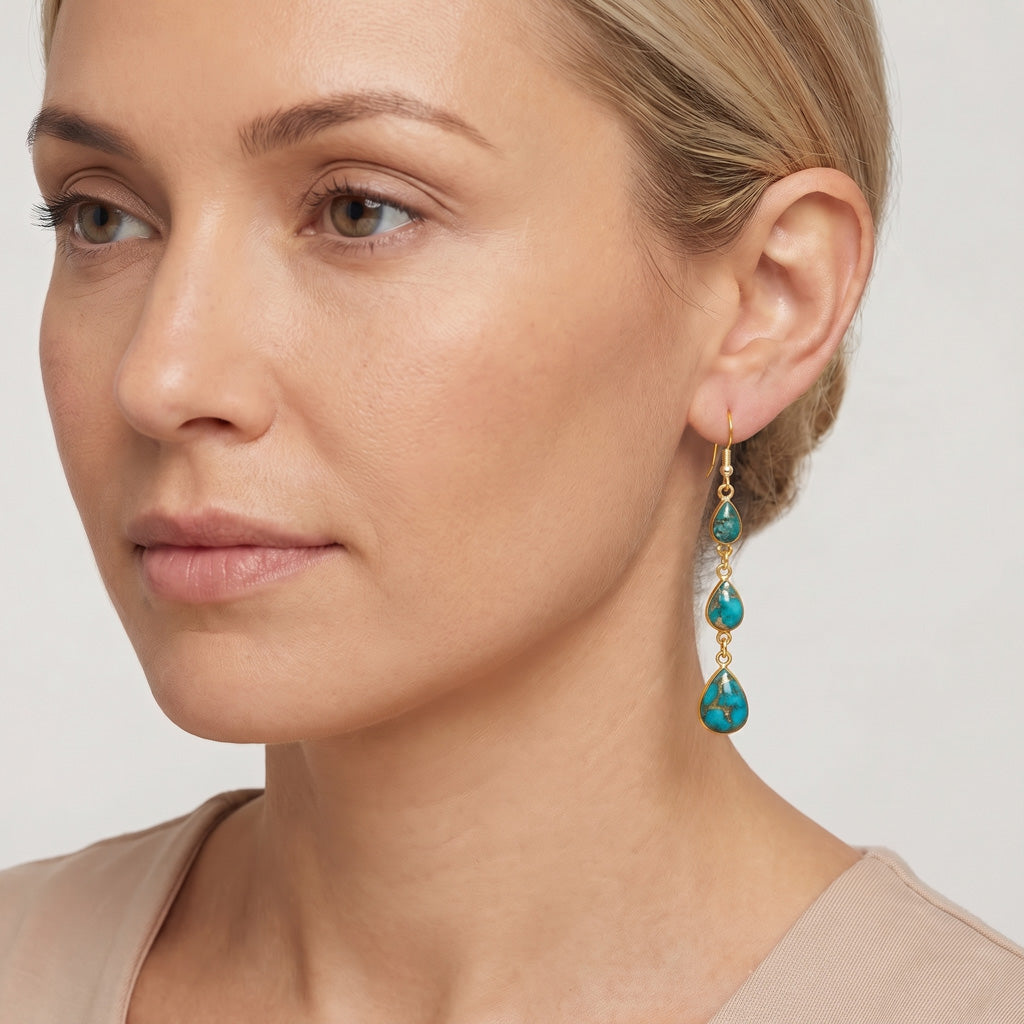 Matrix Turquoise Hoop Earrings GoldCopper E1241-GB-C84