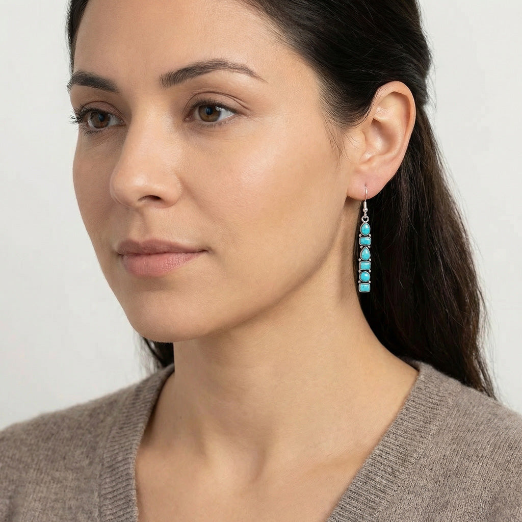 Sterling Silver Earrings Turquoise E1243-C75