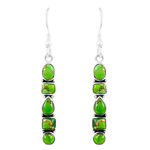 Green Turquoise Earrings Sterling Silver E1243-C76