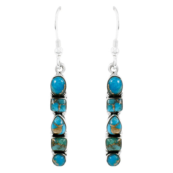 Sterling Silver Earrings Matrix Turquoise E1243-C84