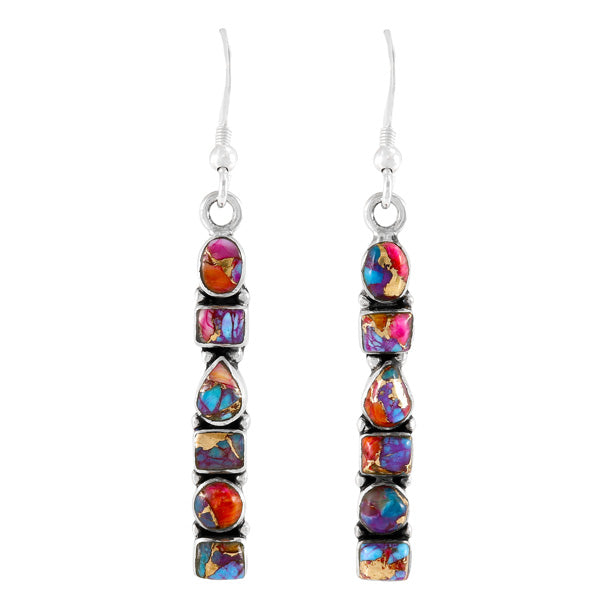 Rainbow Spiny Turquoise Earrings Sterling Silver E1243-C91
