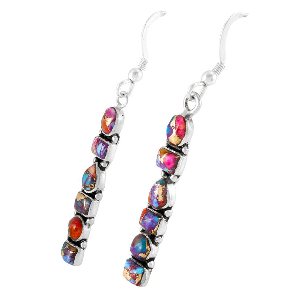 Rainbow Spiny Turquoise Earrings Sterling Silver E1243-C91