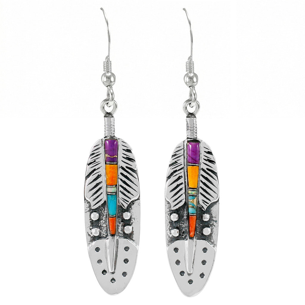 Multicolor Feather Earrings Sterling Silver E1244-C00