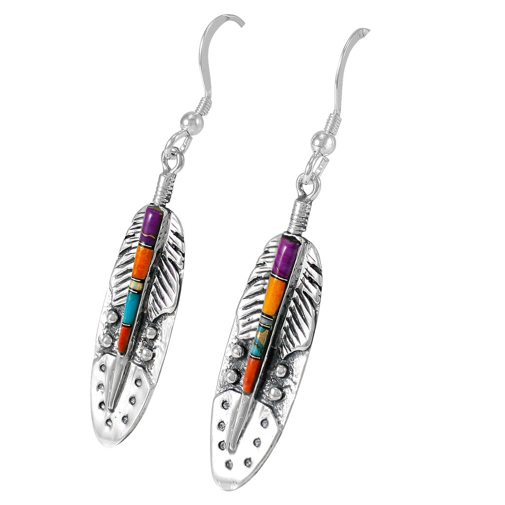 Multicolor Feather Earrings Sterling Silver E1244-C00