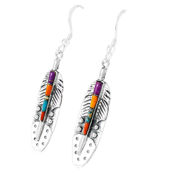 Multicolor Feather Earrings Sterling Silver E1244-C00