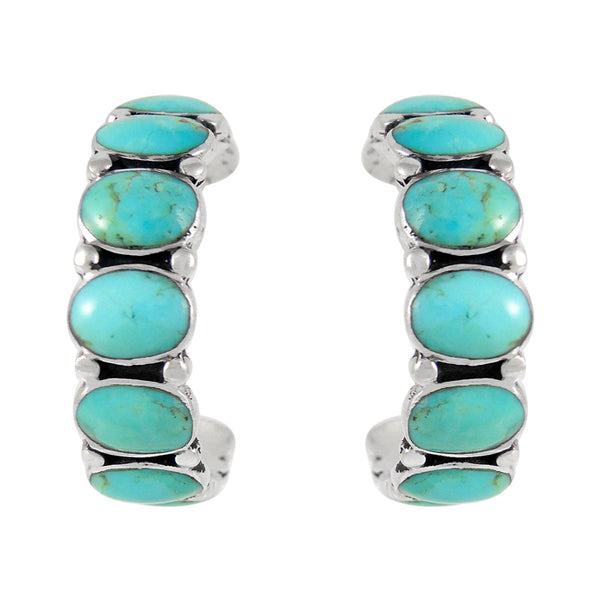 Sterling Silver Hoop Earrings Turquoise E1245-C75