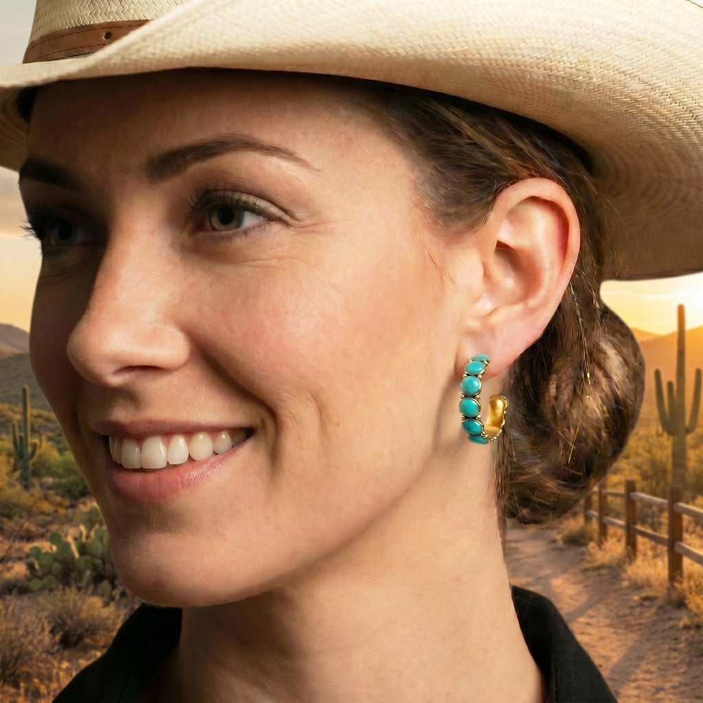 Turquoise Hoop Earrings GoldCopper™ E1245-GB-C75
