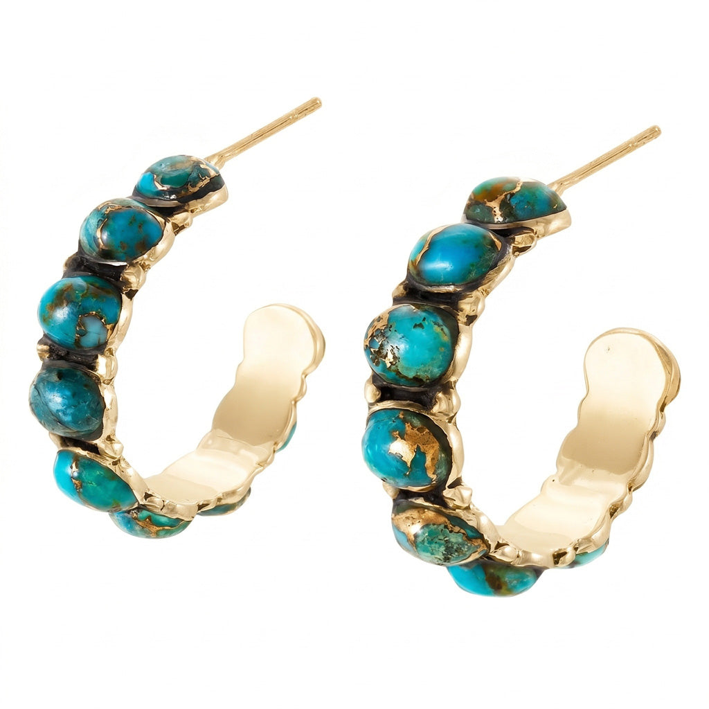 Matrix Turquoise Hoop Earrings GoldCopper E1245-GB-C84