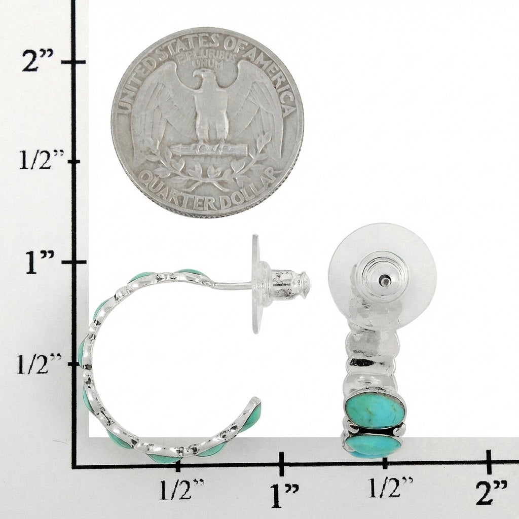 Turquoise Hoop Earrings SilverBronzé E1245-SB-C75