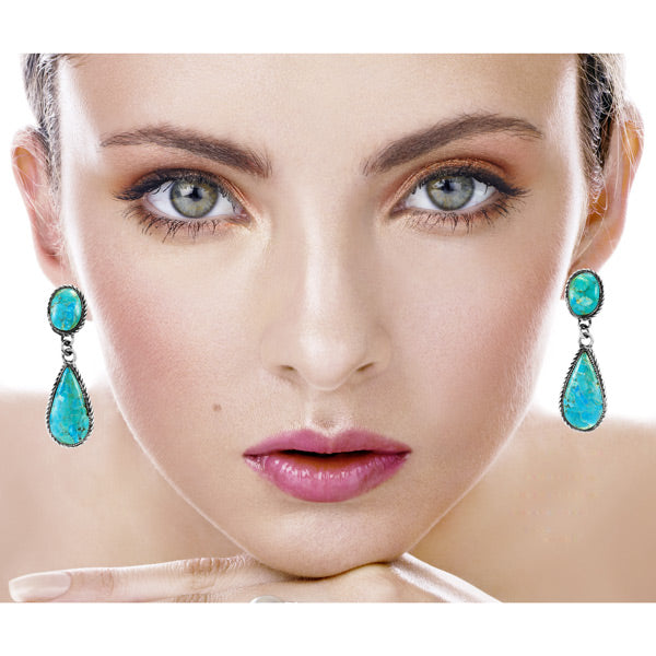 Sterling Silver Earrings in Turquoise & Other Gemstones E1247
