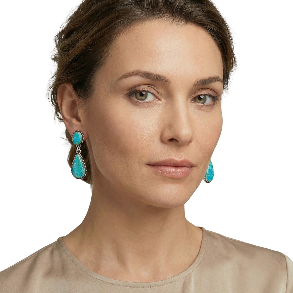 Turquoise Earrings Sterling Silver E1247-C75