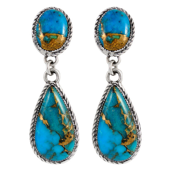 Sterling Silver Earrings Matrix Turquoise E1247-C84