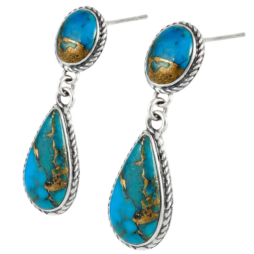 Sterling Silver Earrings Matrix Turquoise E1247-C84