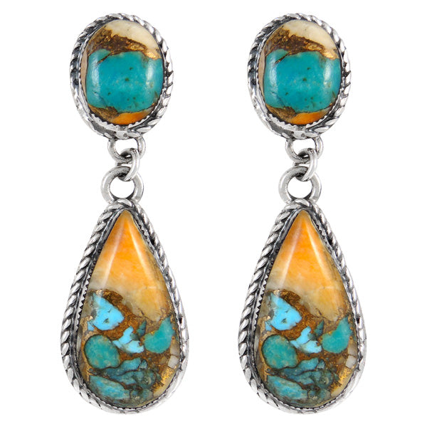 Sterling Silver Earrings Spiny Turquoise E1247-C89