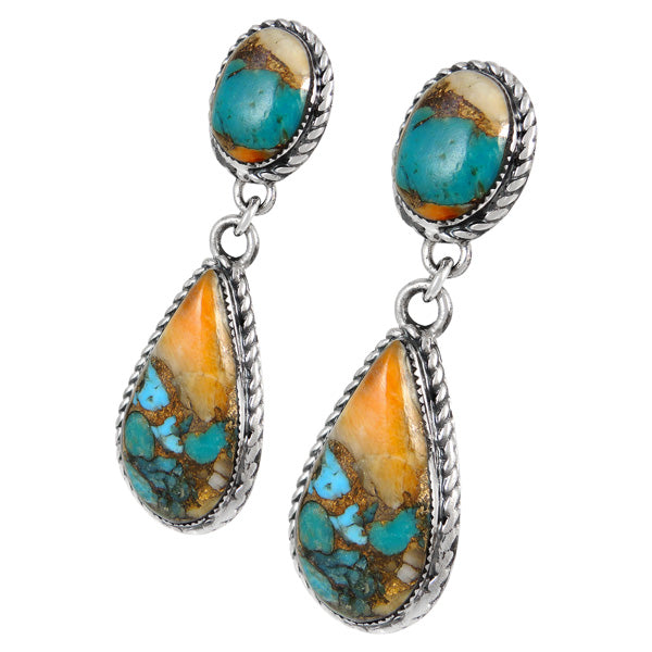 Sterling Silver Earrings Spiny Turquoise E1247-C89