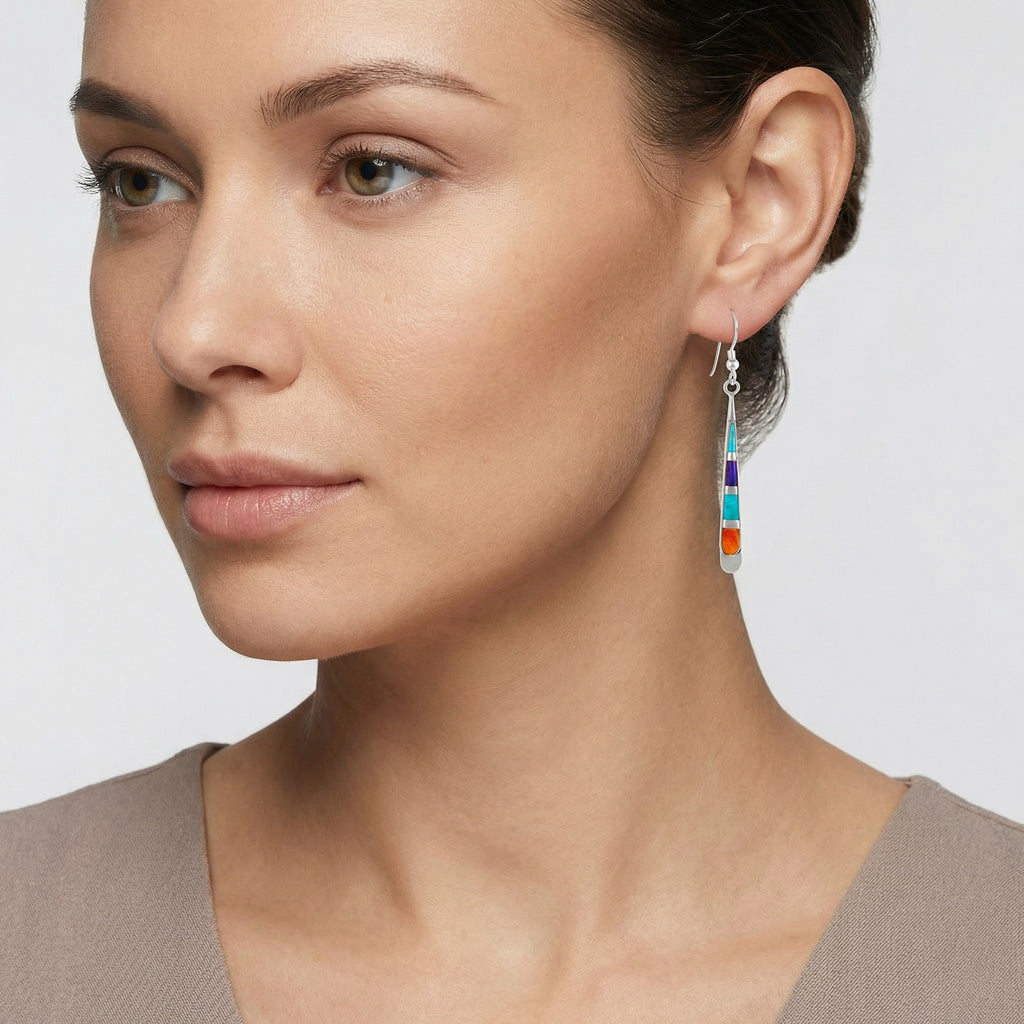 FINAL CLEARANCE - Multi Gemstone Earrings SilveryCopper™ E1248-SB-C01