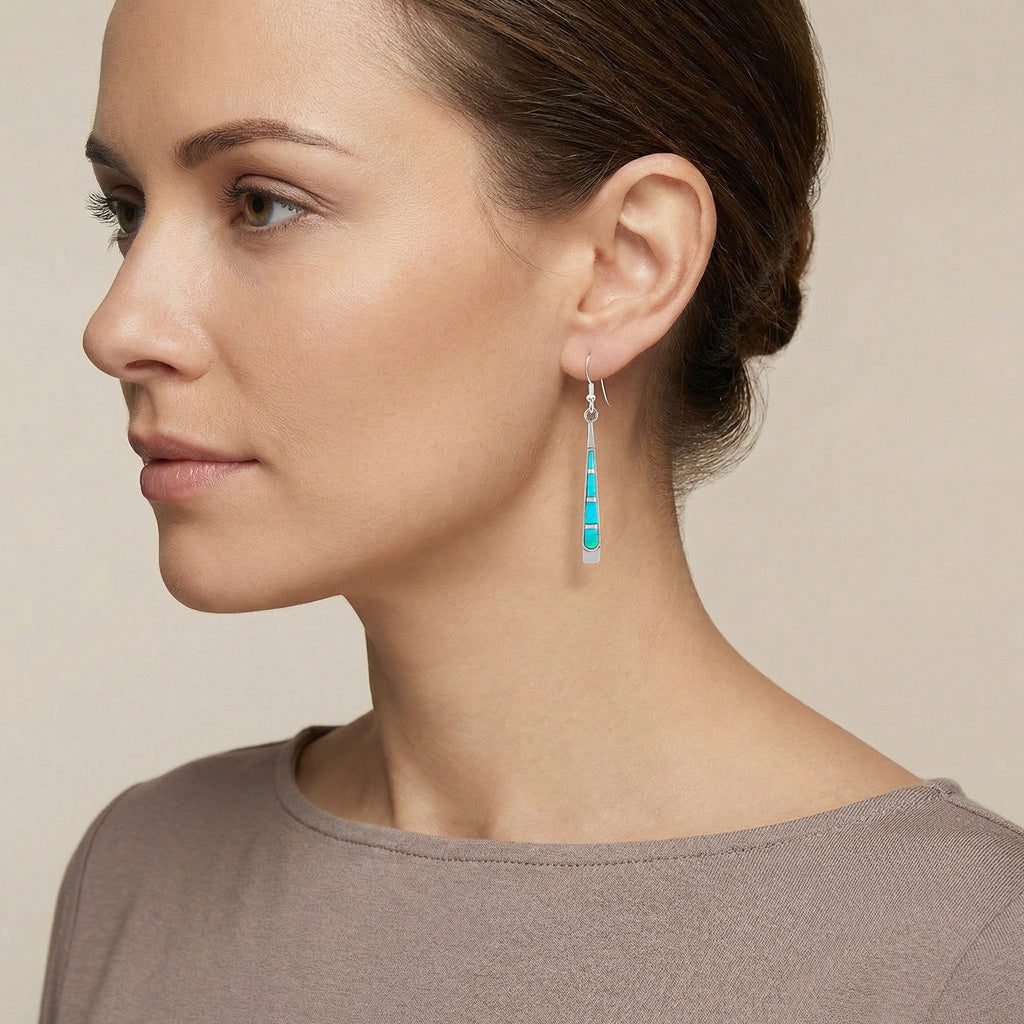 FINAL CLEARANCE - Turquoise Earrings SilveryCopper™ E1248-SB-C05