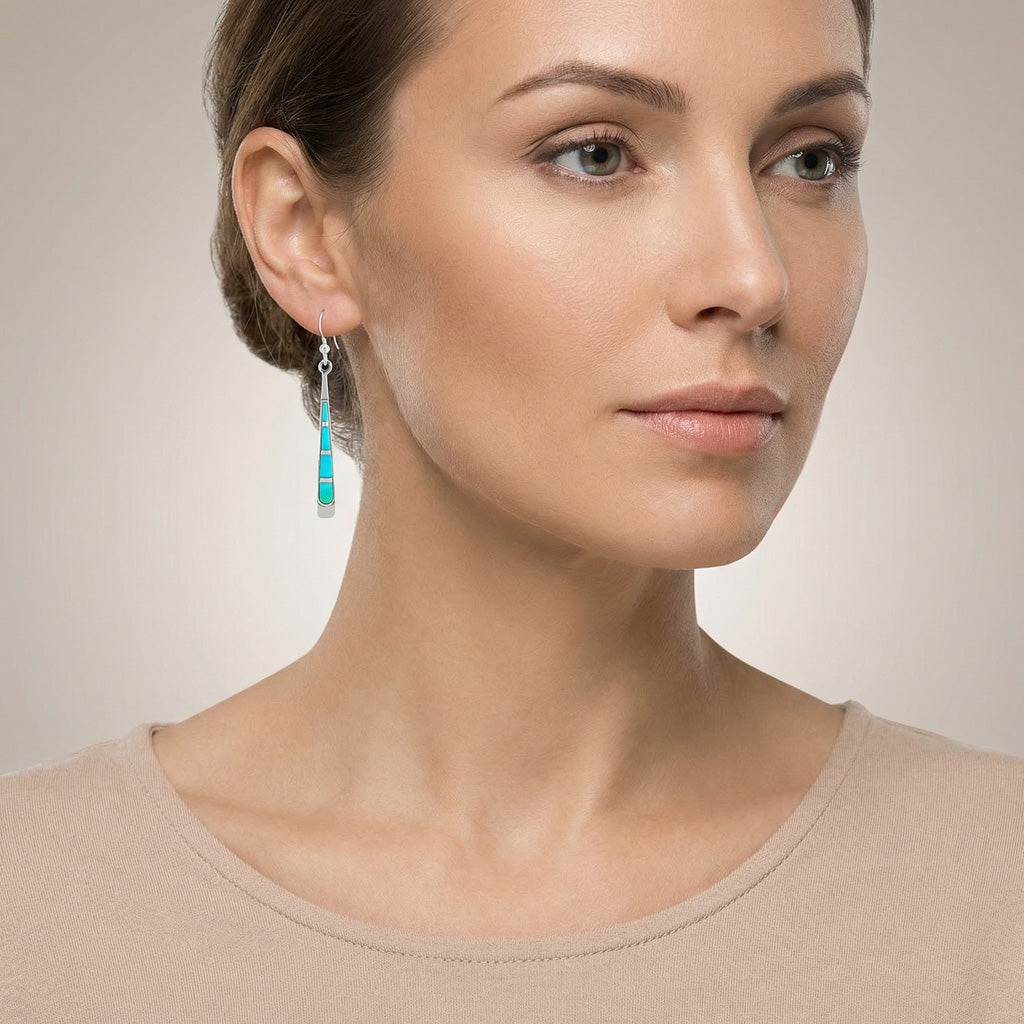 FINAL CLEARANCE - Turquoise Earrings SilveryCopper™ E1248-SB-C05