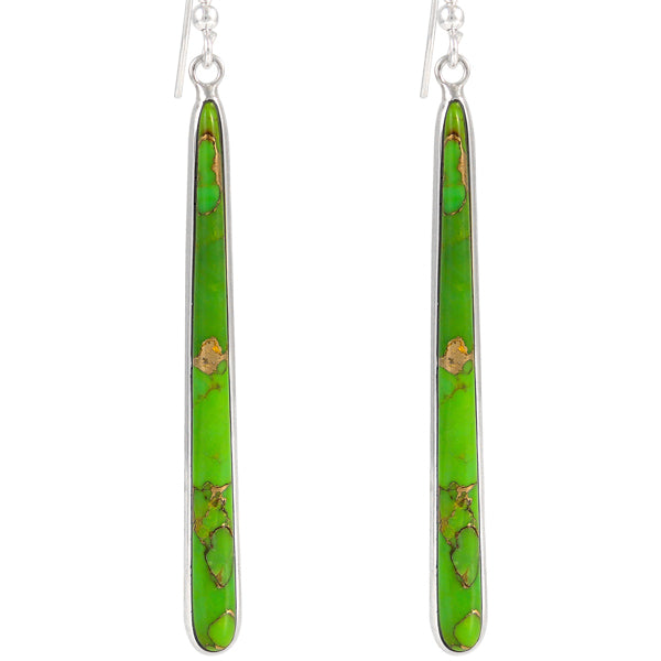 Green Turquoise Drop Earrings Sterling Silver E1250W-C76