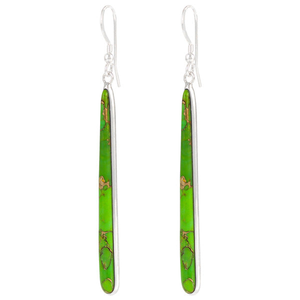 Green Turquoise Drop Earrings Sterling Silver E1250W-C76