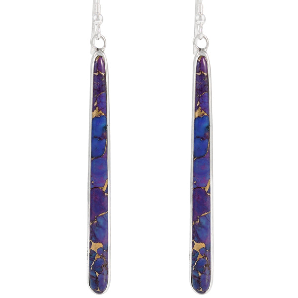 Sterling Silver Drop Earrings Purple Turquoise E1250W-C77
