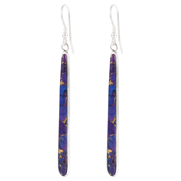 Sterling Silver Drop Earrings Purple Turquoise E1250W-C77