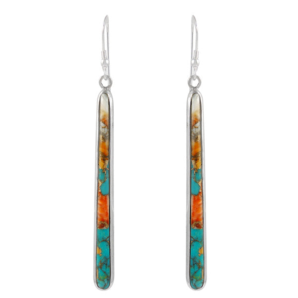 Sterling Silver Drop Earrings Spiny Turquoise E1250W-C89