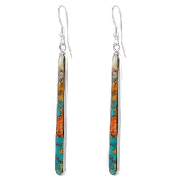 Sterling Silver Drop Earrings Spiny Turquoise E1250W-C89