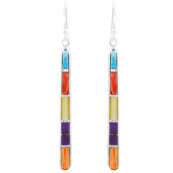 Multicolor Drop Earrings Sterling Silver E1250W-C01