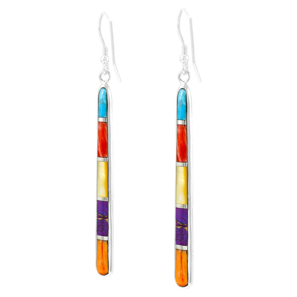 Multicolor Drop Earrings Sterling Silver E1250W-C01