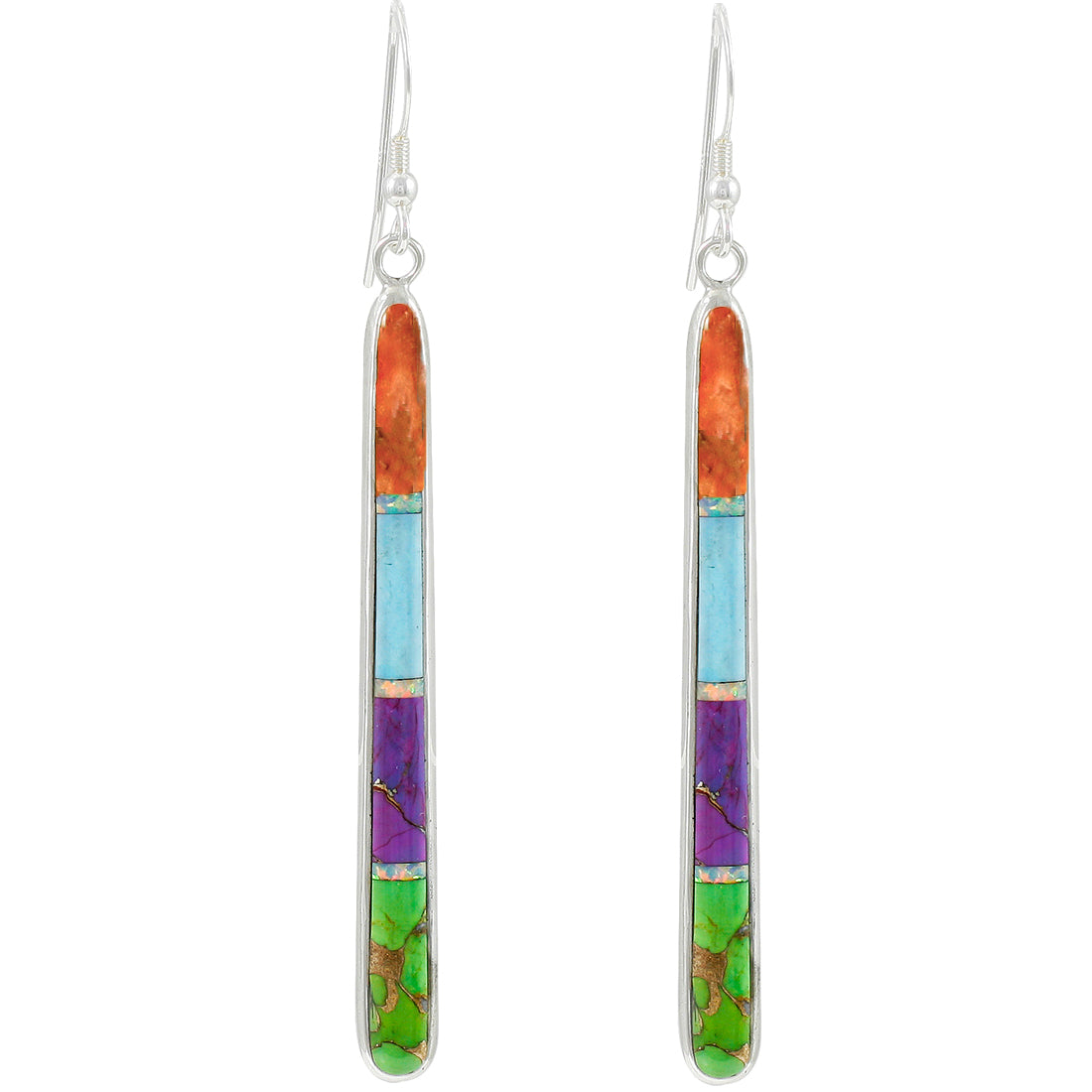 Multicolor Drop Earrings Sterling Silver E1250W-C49
