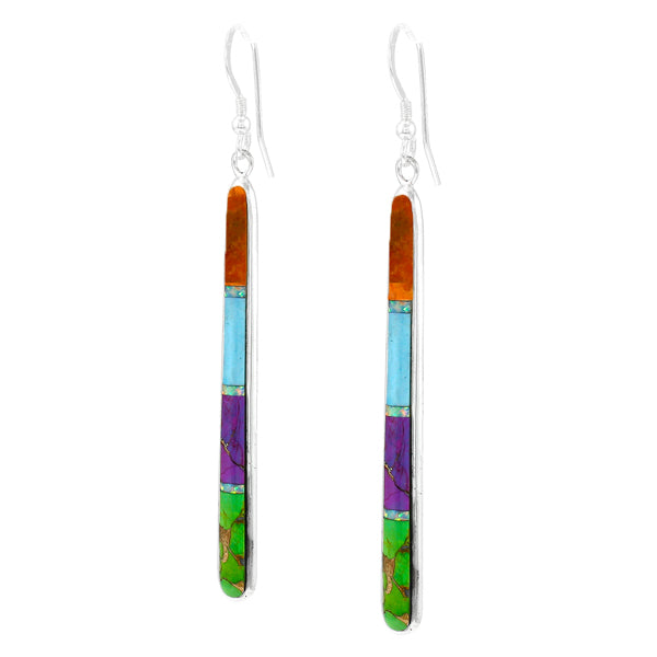 Multicolor Drop Earrings Sterling Silver E1250W-C49
