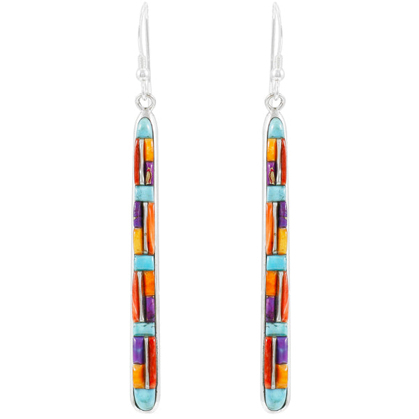 Multicolor Drop Earrings Sterling Silver E1250W-C51