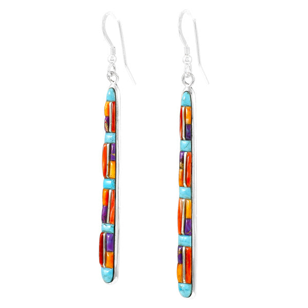 Multicolor Drop Earrings Sterling Silver E1250W-C51
