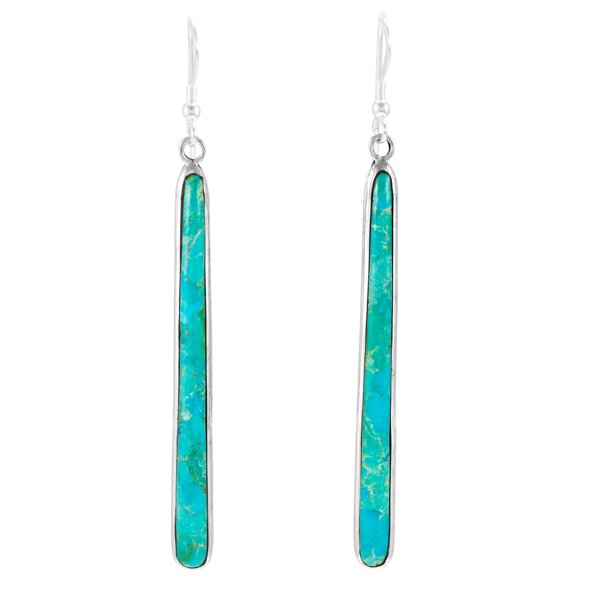 Turquoise Drop Earrings Sterling Silver E1250W-C75