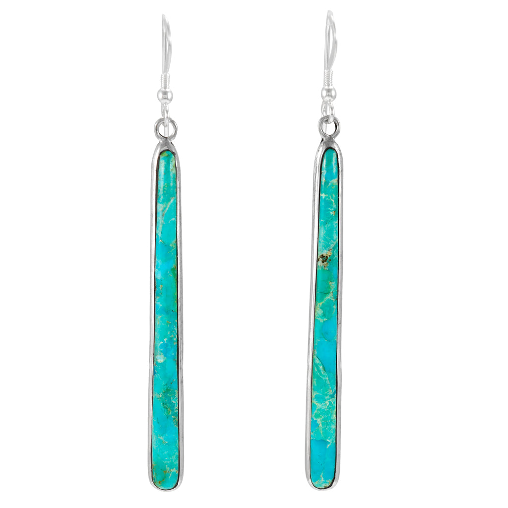 Turquoise Drop Earrings Sterling Silver E1250W-C75