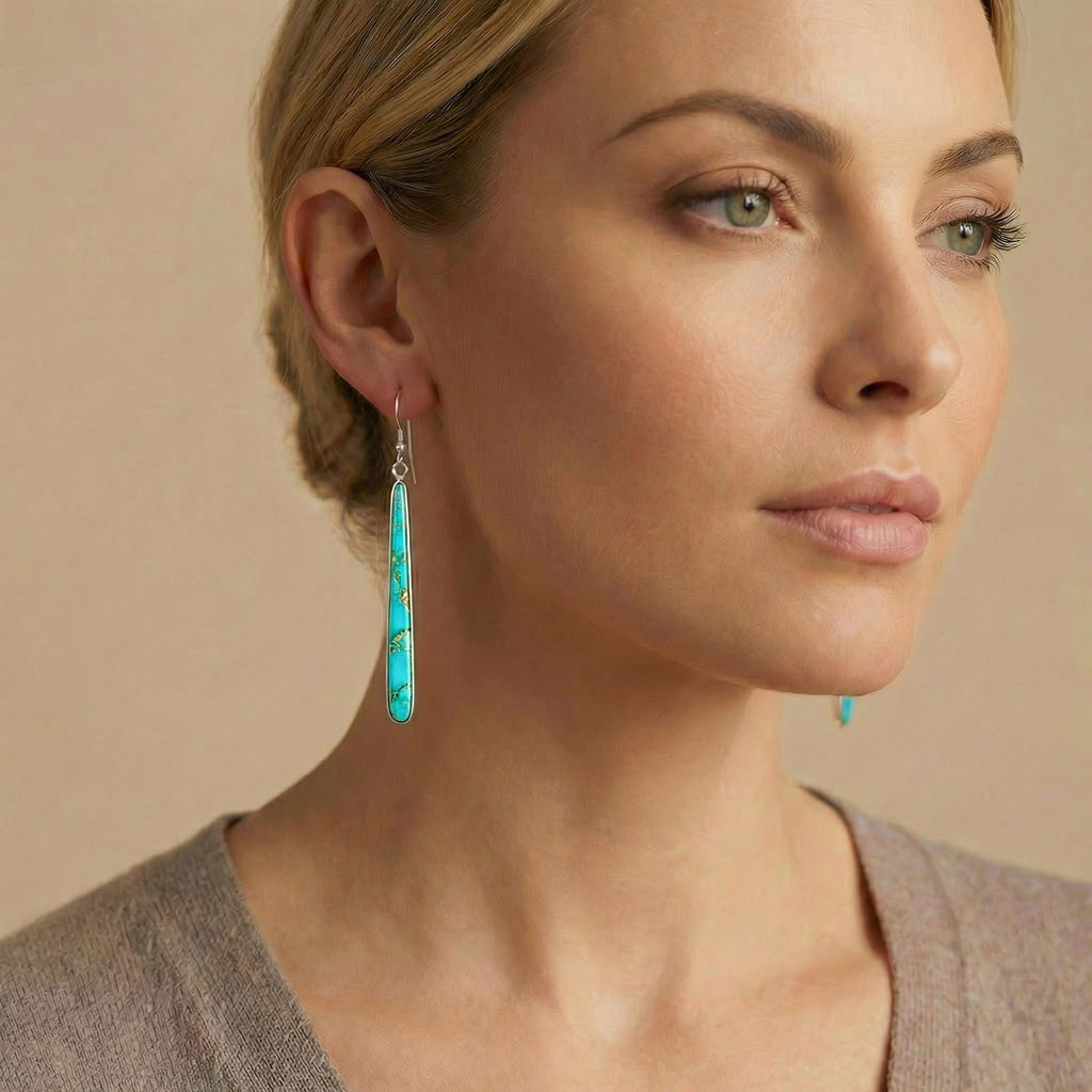 Turquoise Earrings SilverBronzé E1250W-SB-C75