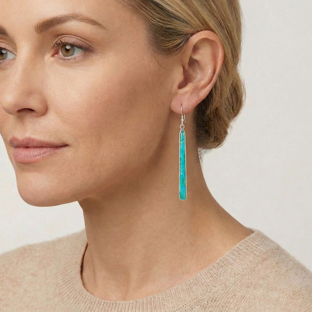 Turquoise Earrings SilverBronzé E1250W-SB-C75