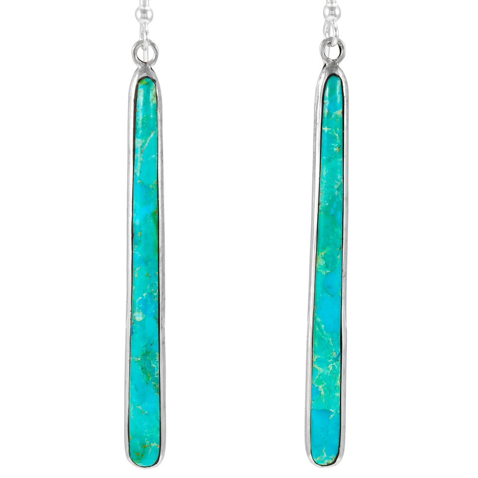 Turquoise Drop Earrings Sterling Silver E1250W-C75