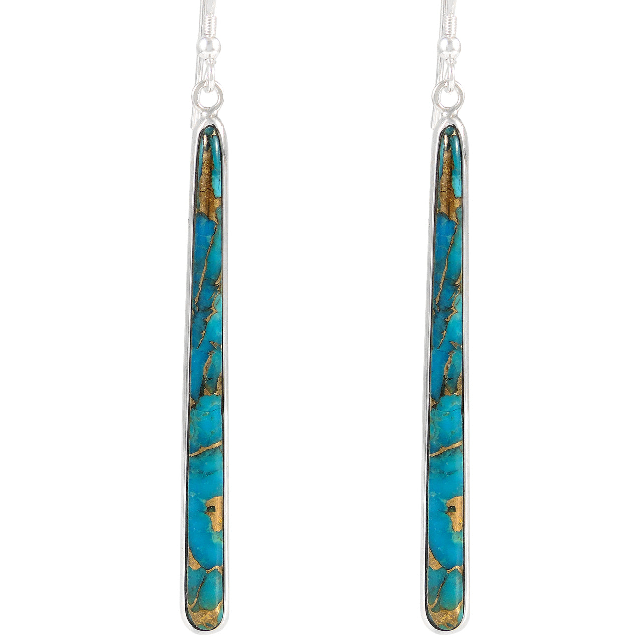 Sterling Silver Drop Earrings Matrix Turquoise E1250W-C84