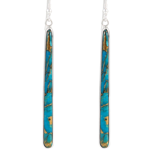 Sterling Silver Drop Earrings Matrix Turquoise E1250W-C84