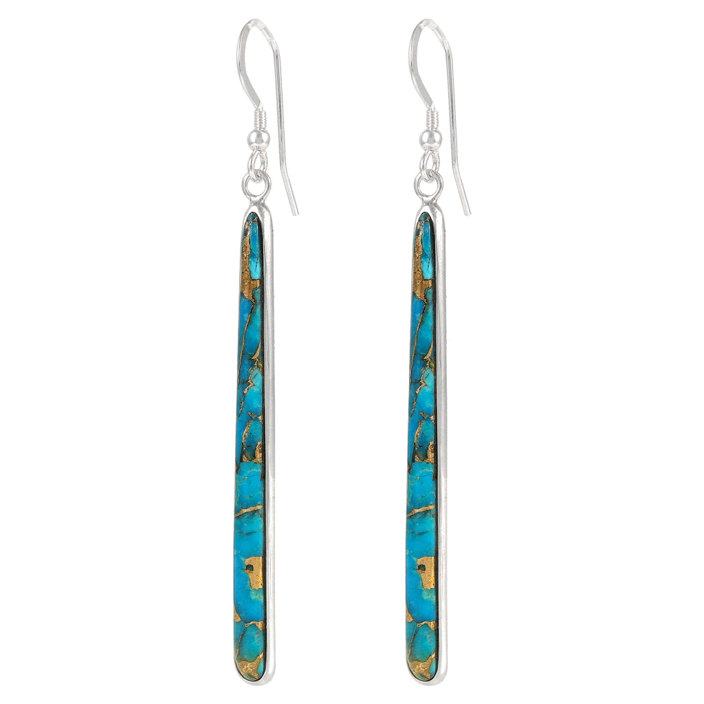 Sterling Silver Drop Earrings Matrix Turquoise E1250W-C84