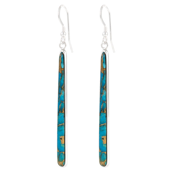 Sterling Silver Drop Earrings Matrix Turquoise E1250W-C84