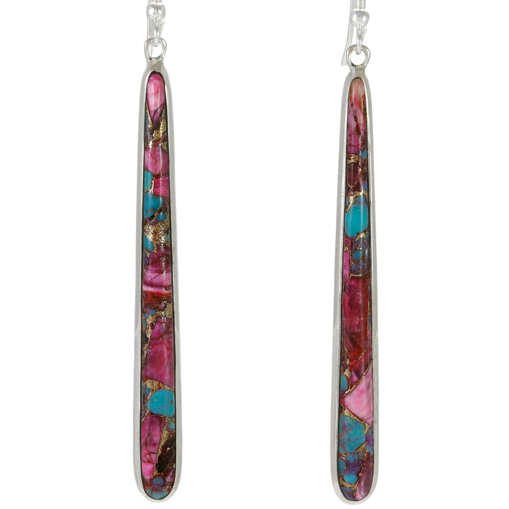 Rainbow Spiny Turquoise Earrings Sterling Silver E1250W-C91