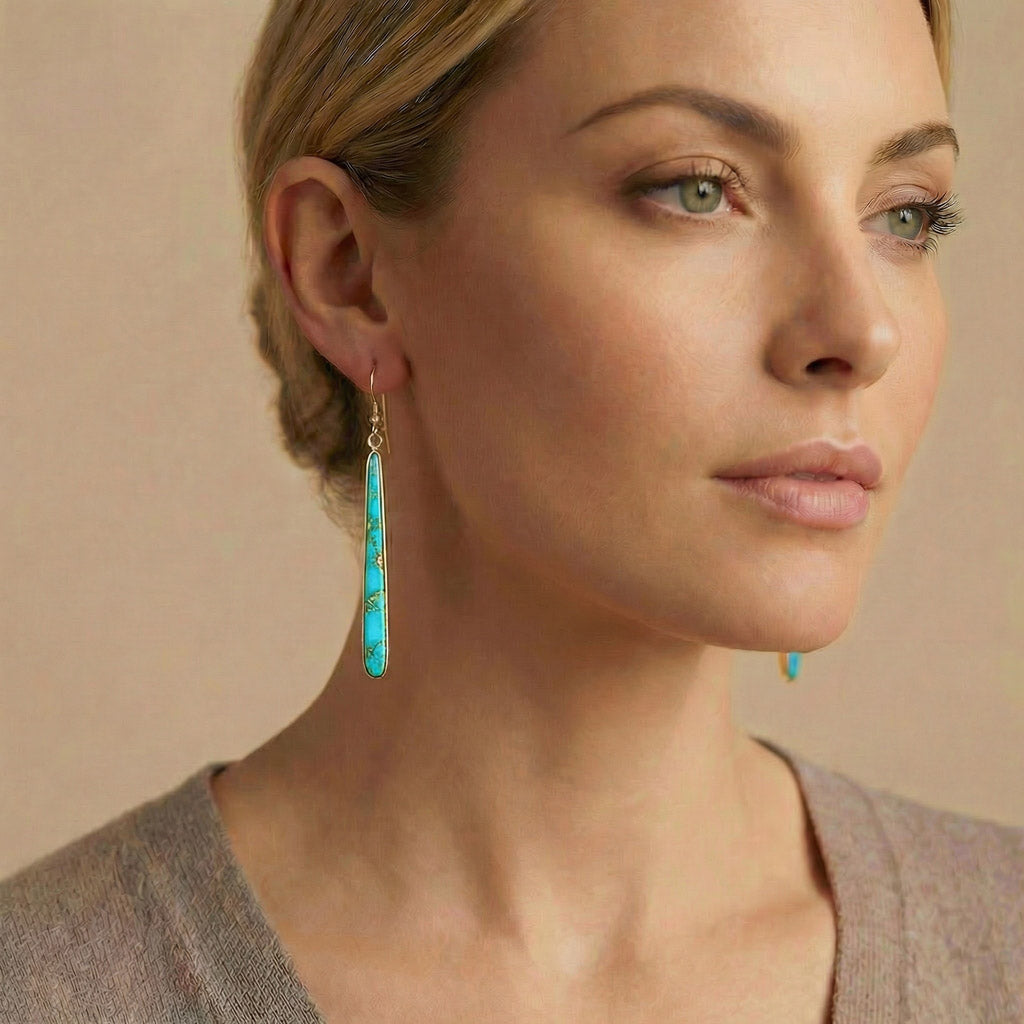 Turquoise Hoop Earrings GoldCopper E1250W-GB-C75