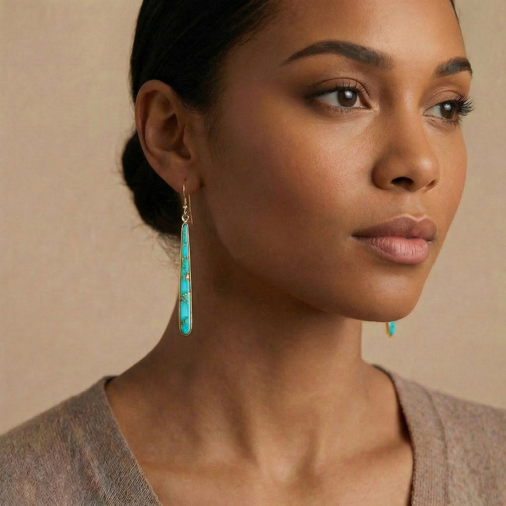 Turquoise Hoop Earrings GoldCopper E1250W-GB-C75