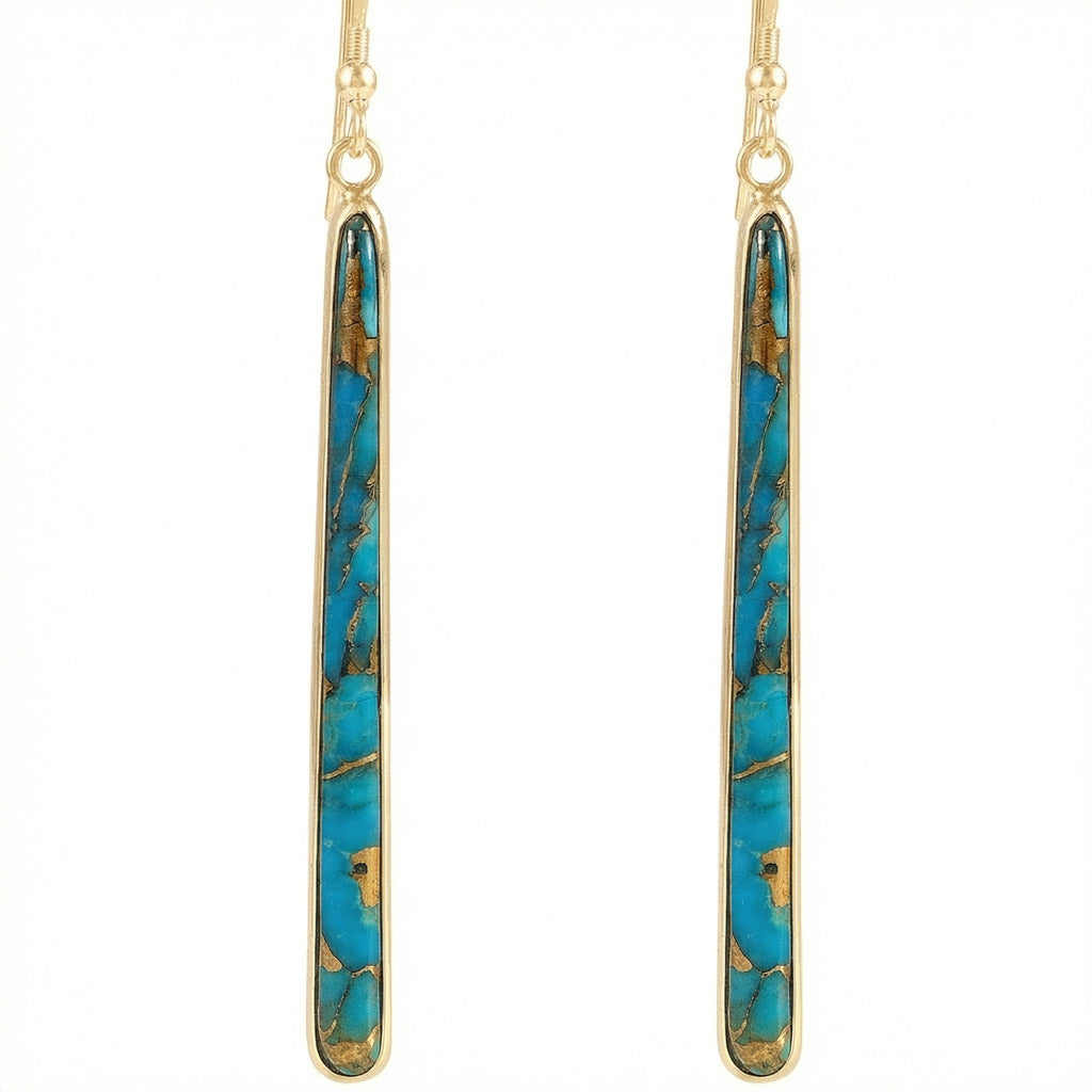 Matrix Turquoise Hoop Earrings GoldCopper E1250W-GB-C84