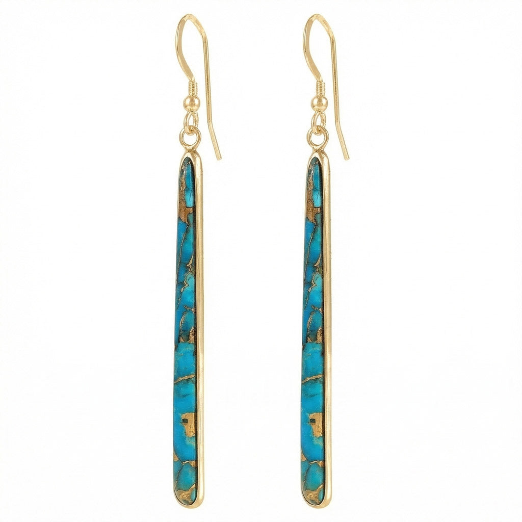 Matrix Turquoise Hoop Earrings GoldCopper E1250W-GB-C84